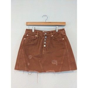 We The Free Denim Mini Skirt Rust Color Free People Women Size 26